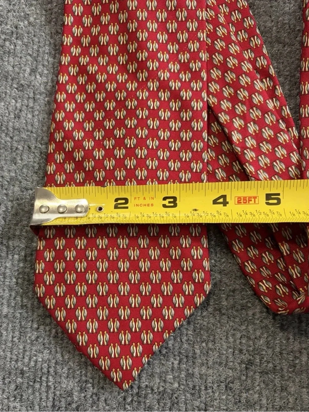 Brooks Brothers Basics Penguin Tie Red Silk Novelty Bird Mens 3.5”